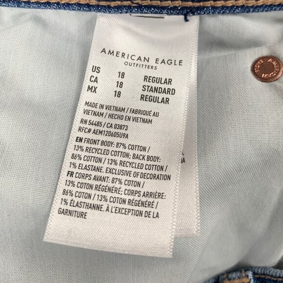 New American Eagle Womens Size 18 Super High Rise Baggy Straight Denim Jeans - Picture 7 of 7